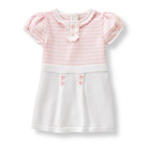 JANIE AND JACK Pink and White Striped Dress with Buttons Size 12-18 Months